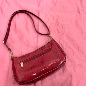 cherry red shoulder purse