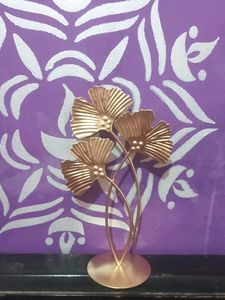 Set Of 2 Elegant Gold Ginkgo Leaf Sculpture