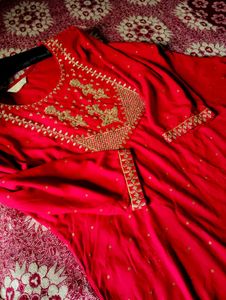 Party Wear Golden Embroidery Designer Kurta