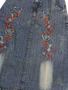 Embroidered Denim Mini Skirt
