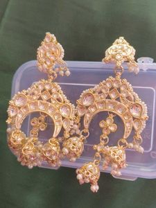 Gorgeous Gold Kundan Jhumka Earrings