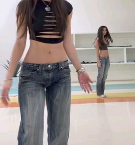 Vintage Studded Dark Wash Textured Flare Denim