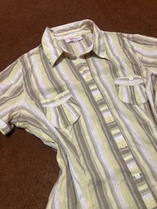 Striped Crinkled-Down Top