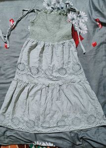 Cute Tieup Dress Schiffli✨