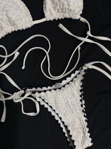 White Textured Bikini Set
