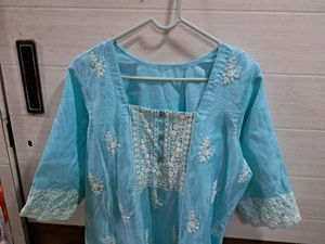 Stitched Organza Kurta, Pants With Dupatta