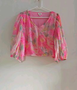 💓 Puff Sleeves Pink Top 💓