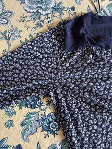 H&amp;M Floral Print Top - Navy Blue