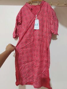 Red Patterned Tunic Top