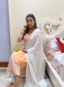 Peach Georgette Mirror Kurti