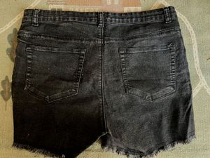 Black Frayed Denim Shorts