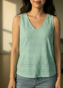 Mint Green Eyelet Tank Top