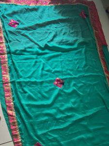 Elegant Teal Saree with Border