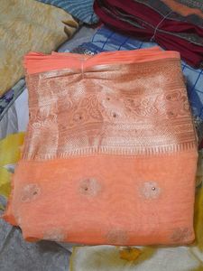 Peach Embellished Saree