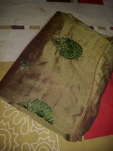 Olive Green Embroidered Fabric