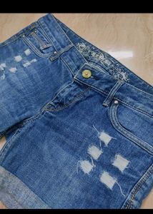 Blue Ripped Denim Shorts