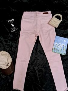 Pink Raw Hem Jeans