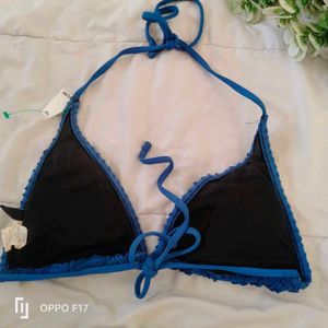 Blue Textured Bikini Top