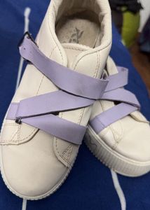 White Lavender Strap Trendy Shoes