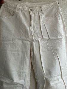 : Ivory Flow Wide-Leg Jeans