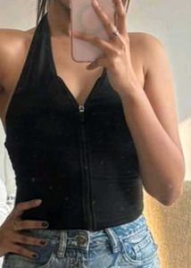 Black Sleeveless halter neck Top