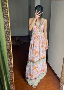 Floral Twist Front Maxi Dress