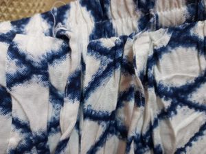 White Blue Printed Casual Palazzos