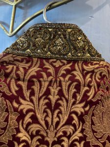 Elegant Maroon &amp; Gold Sherwani