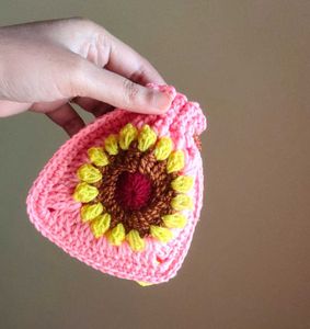 Crochet Sunflower Pouch