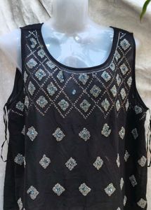 11512. Embellished Black Tank Top