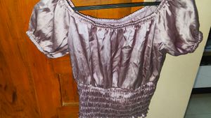 Satin Lavnendar Off-Shoulder Top
