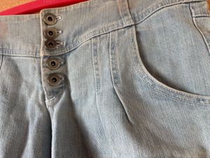 Denim Shots With Attractive Waist Buttons