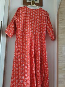 Printed Orange Kurta with Dupatta