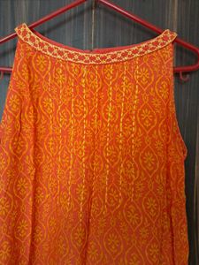 Orange Printed Kurta