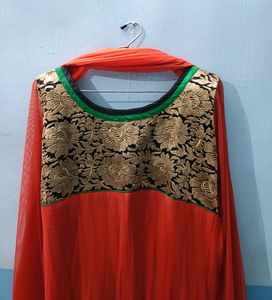 Orange Anarkali Suit With Dupatta 🟠