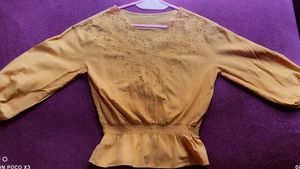 Mustard  Eyelet Top