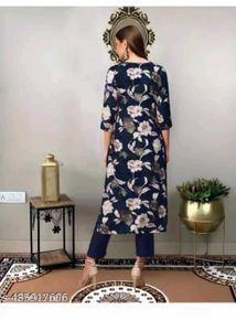 women cotton floral print kurta with pant