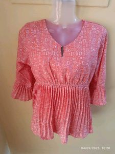 large size Peach Printed Top