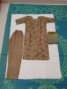 mehendi colour three piece dress