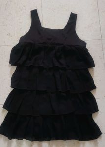 Frill layered black party wear top