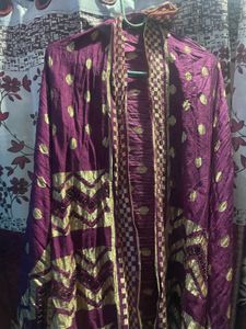 Purple & Gold Embellished Dupatta