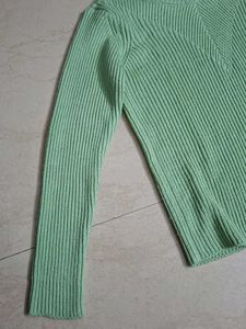 Mint Green Ribbed Turtleneck Sweater