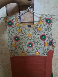 Short Kurta With Embroidered Yoke