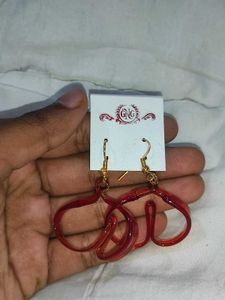 Red Abstract Dangle Glass Earrings