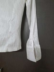 White Striped Button-Down Shirt