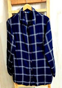 Blue Plaid Flannel Shirt Size-44