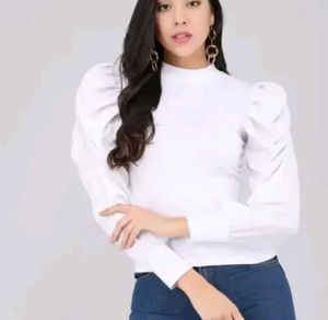 Puffy Full Sleeve Fancy White Top
