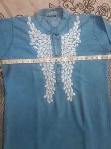 Denim Embroidery Kurta