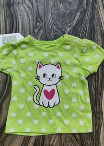 Lime Green Cat Tee - 6-9 Months