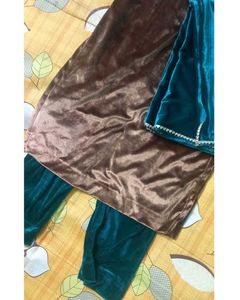 Brown Velvet Kurta Set